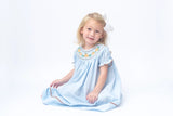 Lil Cactus Blue Pumpkin Fall Smocked Bishop Dress 12 18 24 Months 2T 3T 4T