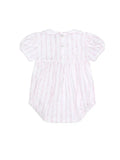 Nellapima Luxurious Baby Girls Pink Twirl Ribbon Print Pima Cotton Smocked Bubble Romper Newborn 0 3 Months