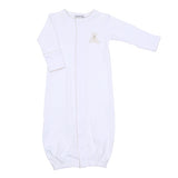 Magnolia Baby Soft Pima Cotton My Teddy Unisex Converter Gown in Oatmeal Newborn