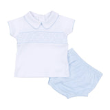 Magnolia Baby Boys Walker's Classic Blue Smocked Diaper Set Newborn 3 6 9 Months