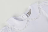 White Lace Collared Girls Long Sleeve Bodysuit Romper