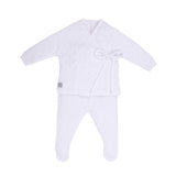 Minutus from Spain 100% Cotton Baby Girls or Boys Unisex White Knit Pant Set Preemie Newborn