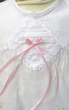 Will'beth Girls White & Pink Diamond Pintuck Ribbon 3pc Dress Newborn