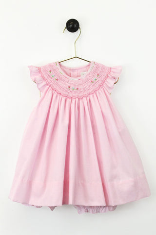 Petit Ami Girls Pink Gingham Angel Wing Smocked Bishop Dress 12 18 24 Months