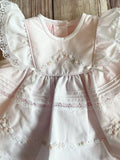 Will'beth Girls Soft Pink Fancy Lace Layered Heirloom Vintage 3 piece Dress Newborn 3 6 9 Months