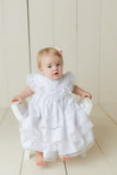 Will'beth Girls White Fancy Lace Heirloom Vintage 3 piece Dress Preemie Newborn 3 6 9 Months