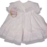 Will'beth Girls White Fancy Lace Heirloom Vintage 3 piece Dress Preemie Newborn 3 6 9 Months