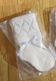 Will'beth Knit Ribbon Socks Baby Booties Newborn 0-3 Months White Pink Blue Girls or Boys