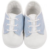 Baby Deer White Blue Cotton Saddle Oxford Crib Shoes Boys Preemie & Newborn Size 00, 0