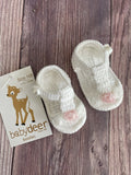 Baby Deer White Crochet T-Strap Newborn Girls Flower Sandals Crib Shoes Newborn to 3 Months