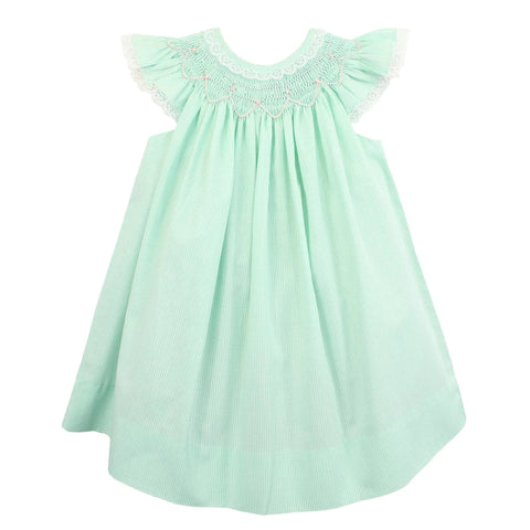 Petit Ami Mint Green Smocked Lace 3pc Bishop Dress 12 18 24 Months Baby Girls