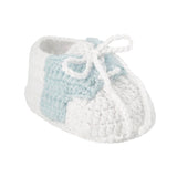 Baby Deer Blue & White Crocheted Oxford Boys Booties Crib Shoes Newborn Size 0