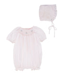 Petit Ami Pink Smocked Baby Girls 2pc Bubble Romper Preemie Newborn