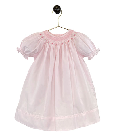 Petit Ami Pink Rose Smocked Bishop Dress & Bloomers 12 18 24 Months
