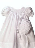 Petit Ami Girls White Bishop Smocked 2pc Baby Dress Daygown Christening Preemie Newborn