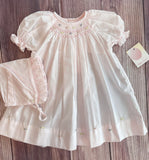 Petit Ami Girls Pink Multi Smocked Bishop Baby Dress Daygown Preemie