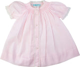 Feltman Brothers Girls Pink Batiste Lace Smocked Bishop Daygown Dress Newborn