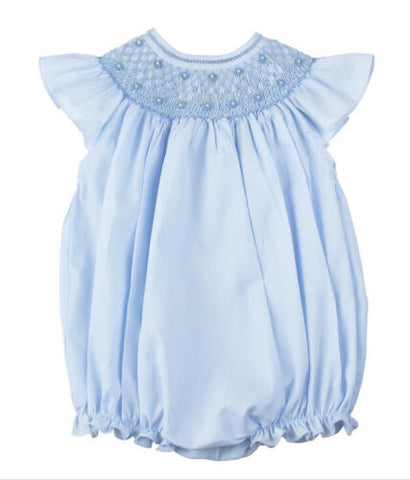 Feltman Brothers Baby Girls Blue Angel Wing Smocked Bubble Romper 3 6 9 Months