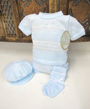 Will'beth Blue Knit 4pc Diaper Set Baby Boys Preemie & Newborn
