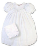 Petit Ami Girls White Bishop Smocked Baby Dress Daygown Christening Preemie  Newborn 3 6 9 Months