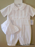 Petit Ami White Romper 3 6 9 12 18 24 Months Baby Boys Christening Baptism Knicker Set