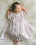 Feltman Brothers Girls Pink Batiste Lace Smocked Bishop Daygown Dress Newborn
